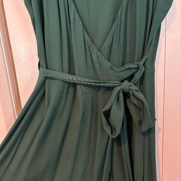 Audrey 3+1 Ruffled High-Low Wrap Maxi Dress - Hunter Green, Size Small - Picture 7 of 8